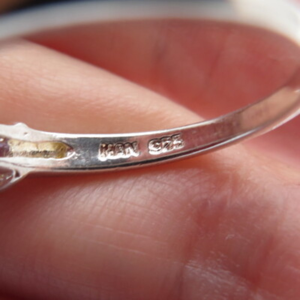 HAN 925 Sterling Silver Vintage Real Emerald-Cut Amethyst Ring Size 8 - Picture 8 of 9